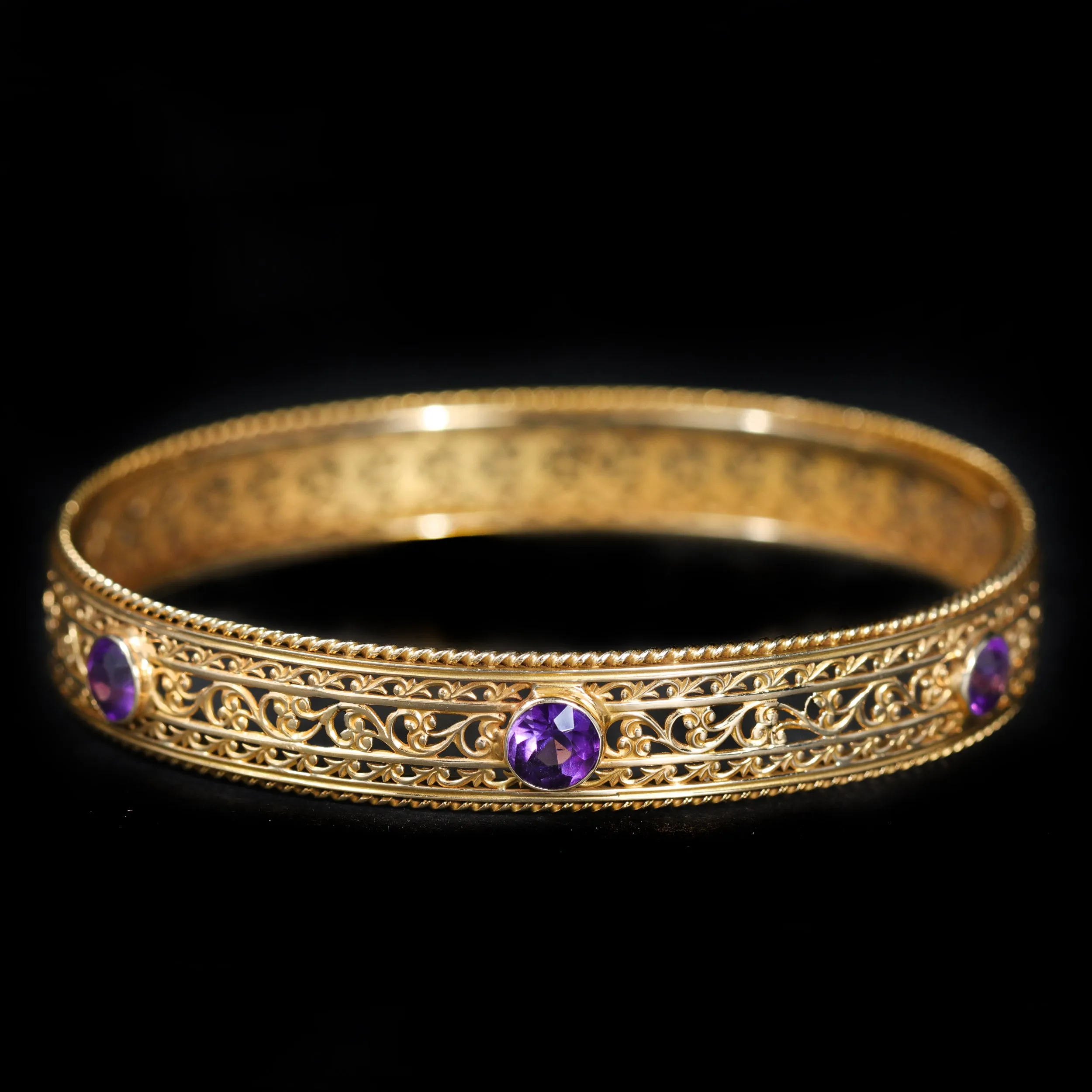 Estate 2.25 CTW Amethyst Bangle Bracelet