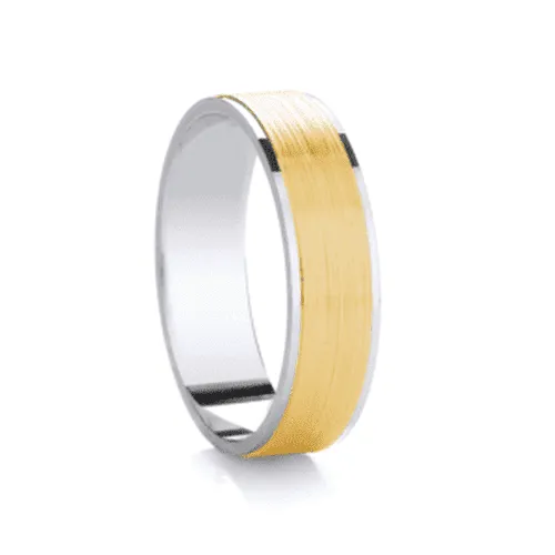 Flat two tone wedding band