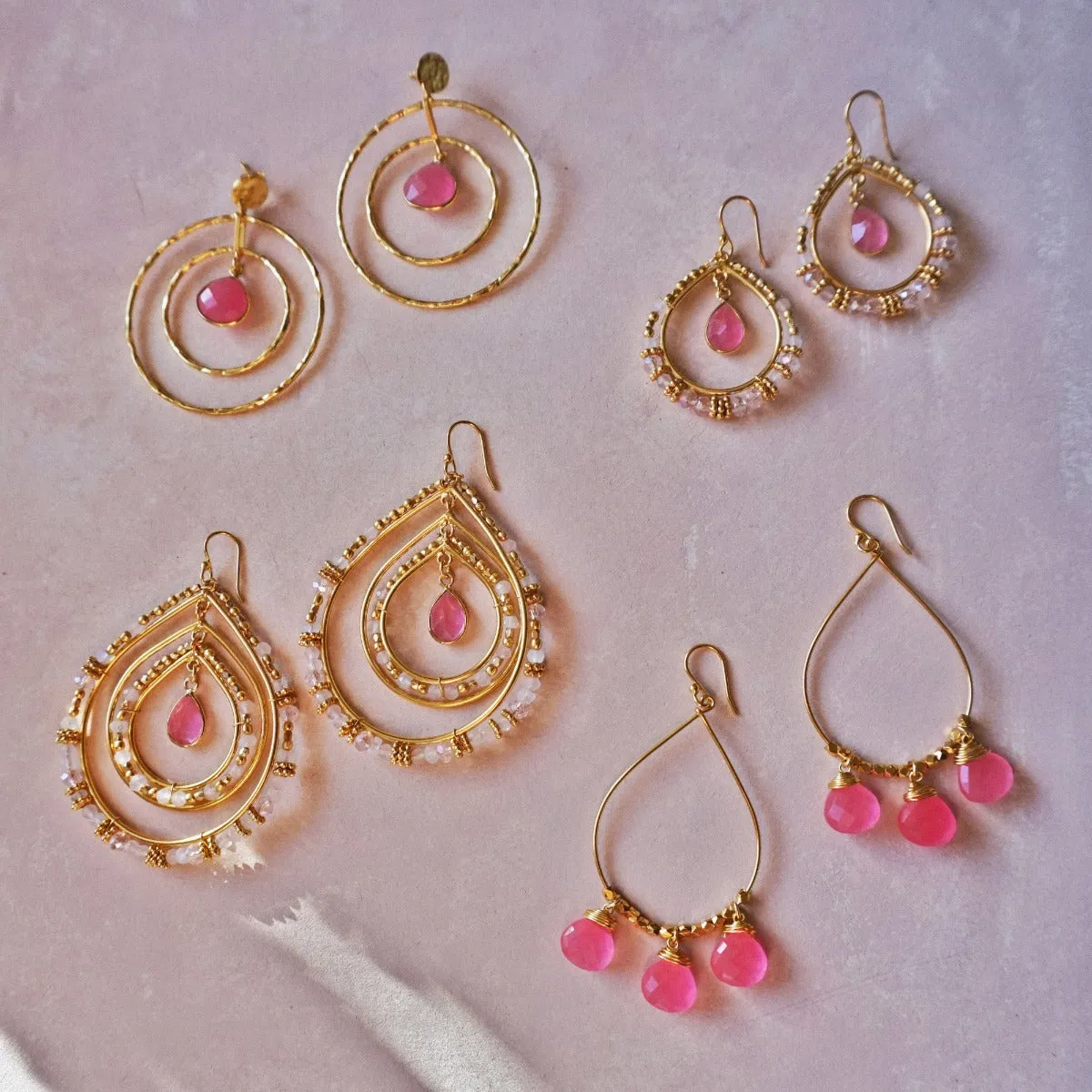 Fleur Pink Jade Earrings