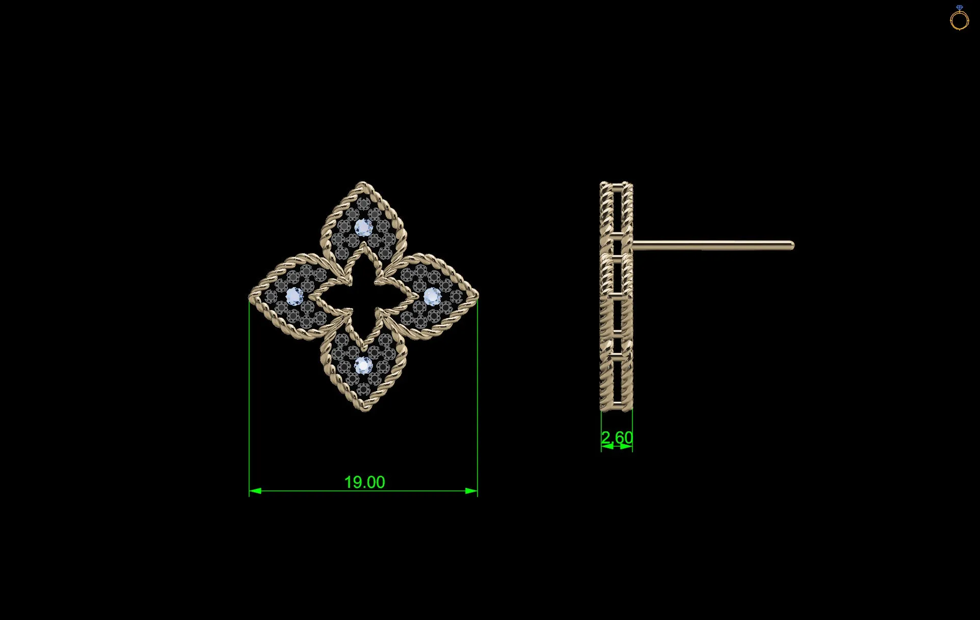 Flower Diamond Earrings in 14K Yellow Gold
