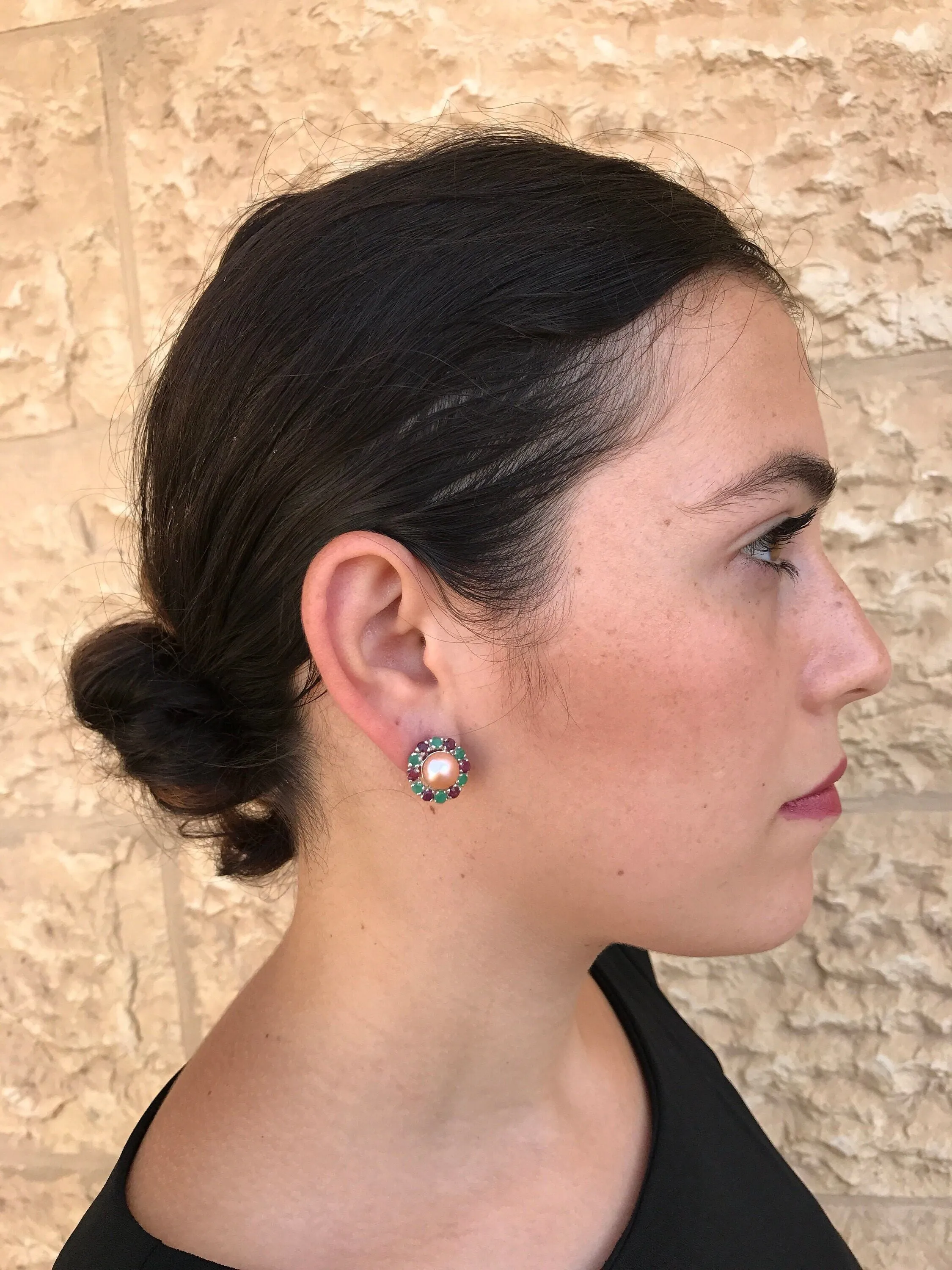 Flower Pearl Earrings - White Flower Earrings - Vintage Multistone Earrings