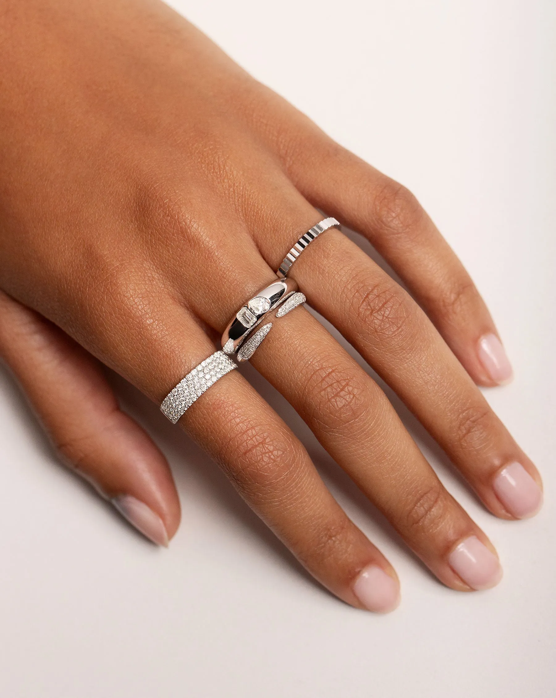 Four Row Stackable Pavé Ring