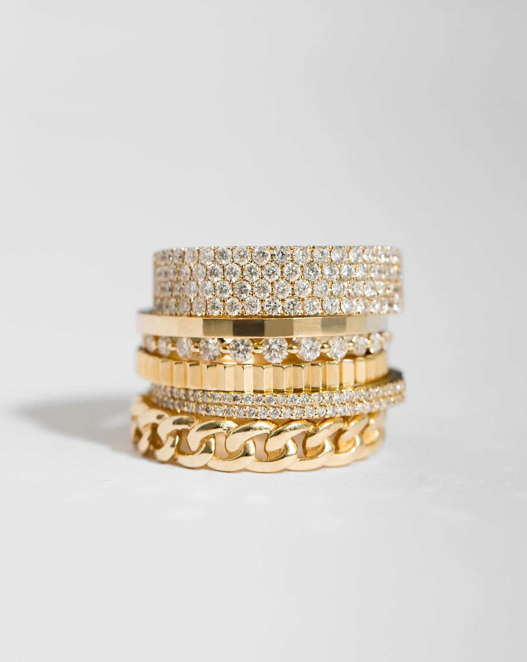 Four Row Stackable Pavé Ring