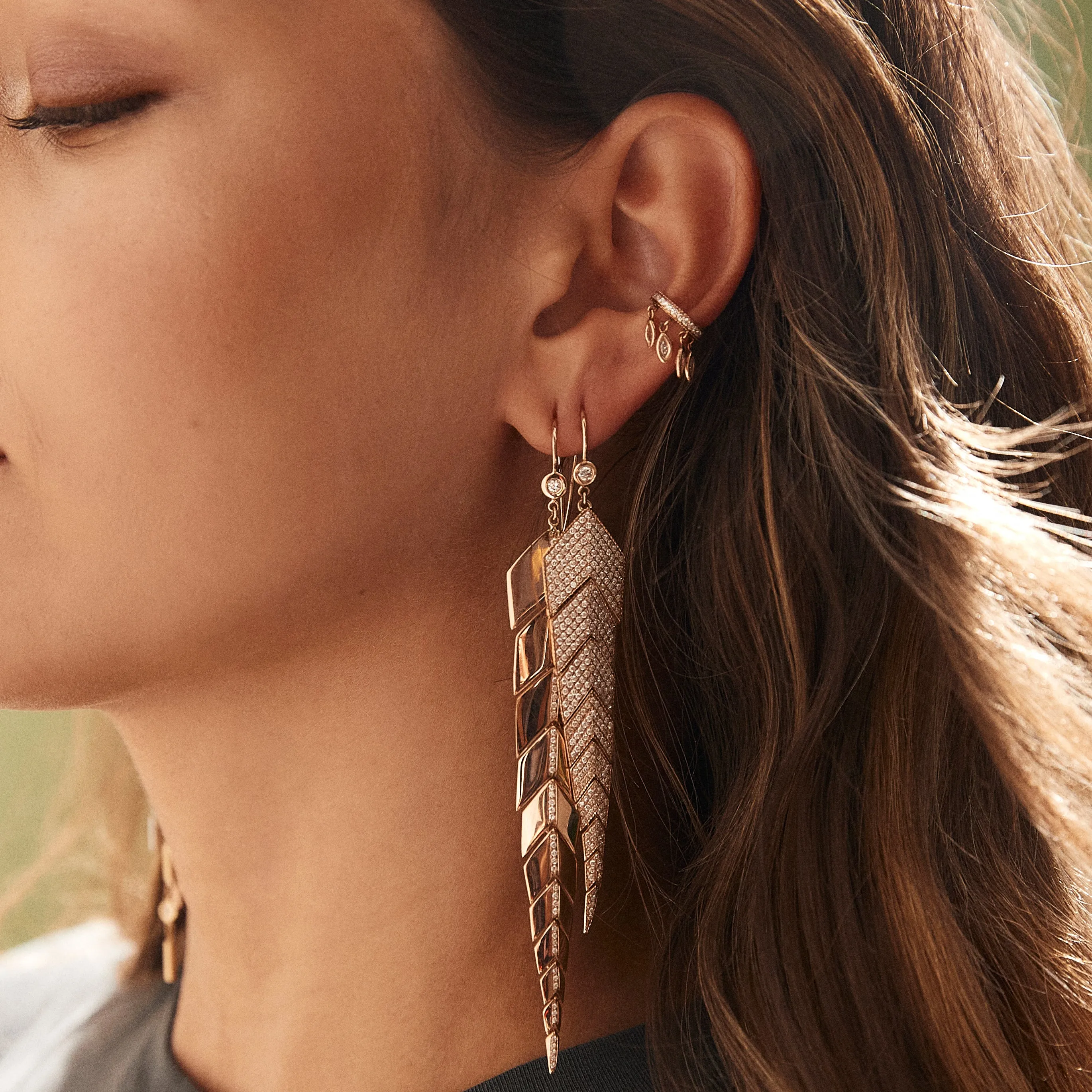 FULL PAVE DIAMOND FISHTAIL EARRINGS