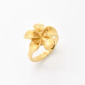 Gold Flower Ring - Large Plumeria Ring - Statement Hawaiian Ring