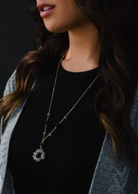 Gold, Gray & Black Long Necklace