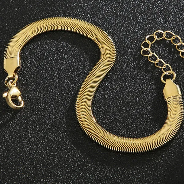 Gold Stainless Steel Snake 6mm Bracelet (Circumference 18cm) 金色不銹鋼6毫米蛇骨手鍊 (鍊長 18cm) KJBR16279