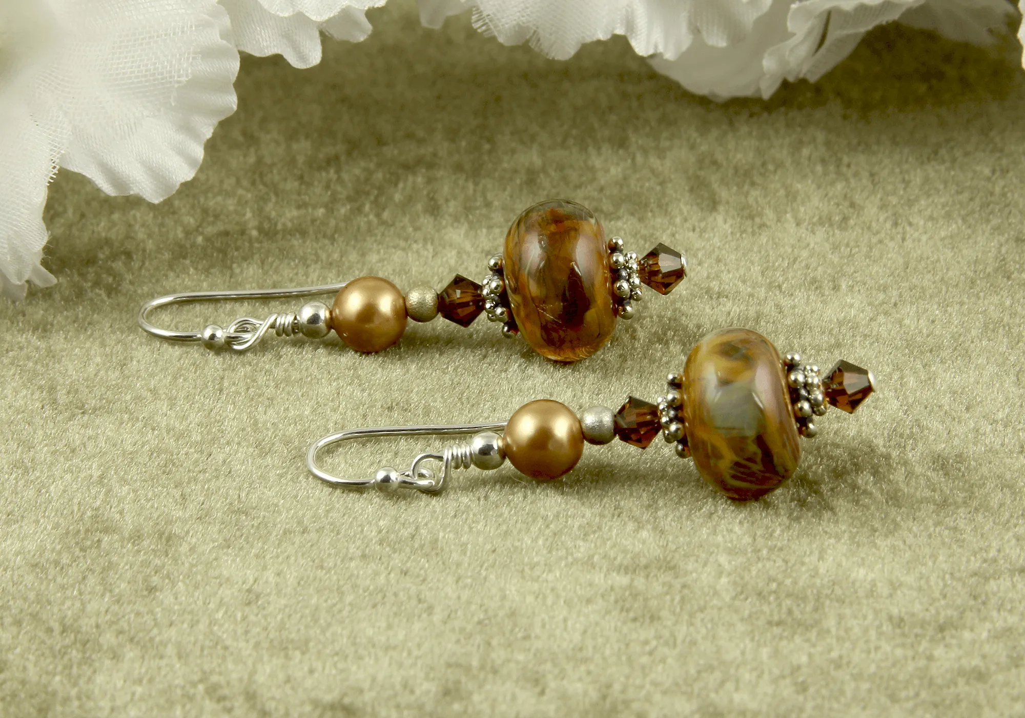 Golden Wonder Lampwork Bead Earrings