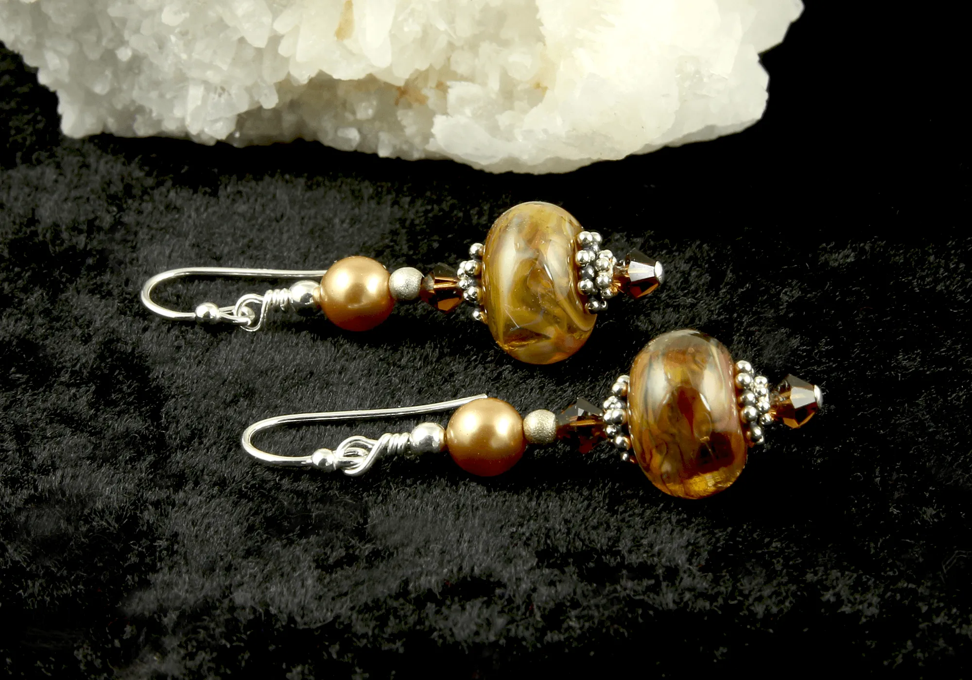 Golden Wonder Lampwork Bead Earrings