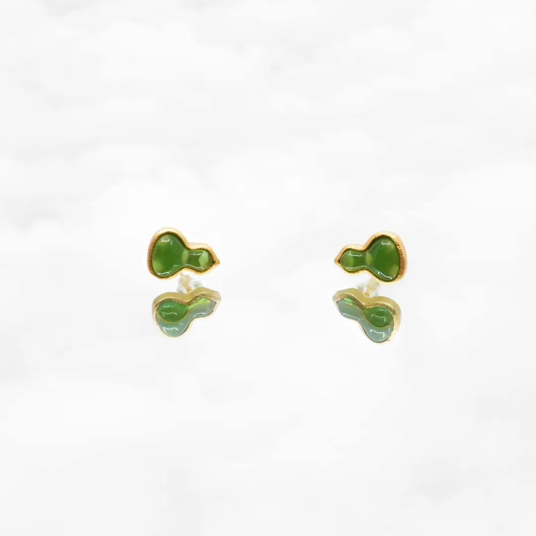 Green Gourd Stud Earrings