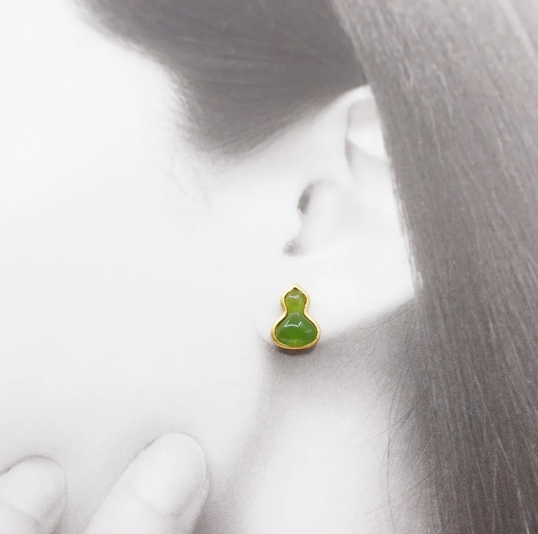 Green Gourd Stud Earrings