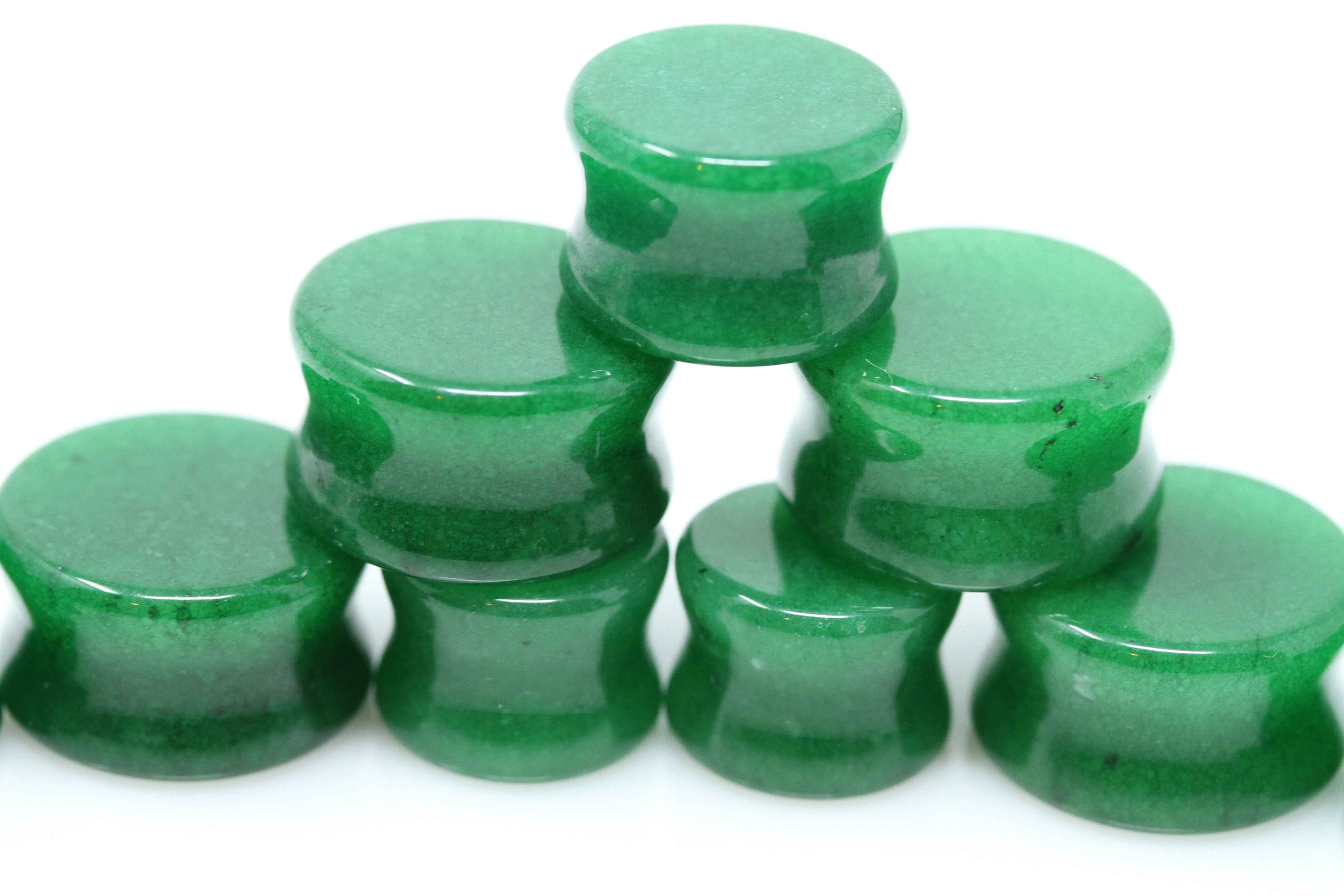 Green Jade Plugs for Stretched Ears (Pair) - PH143