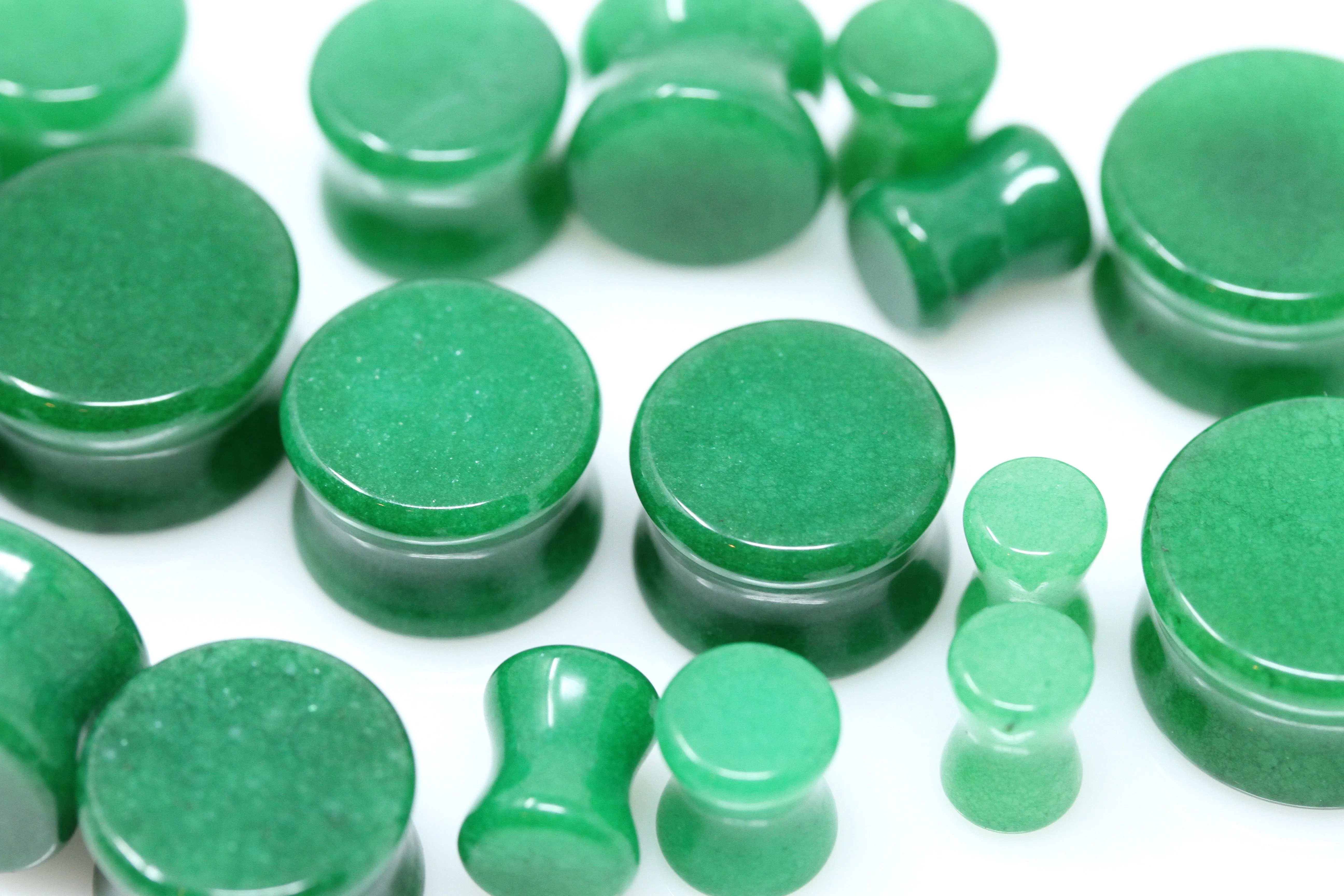 Green Jade Plugs for Stretched Ears (Pair) - PH143