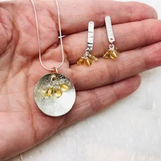 Hammered Silver Birch Bark Berry Stud Earrings