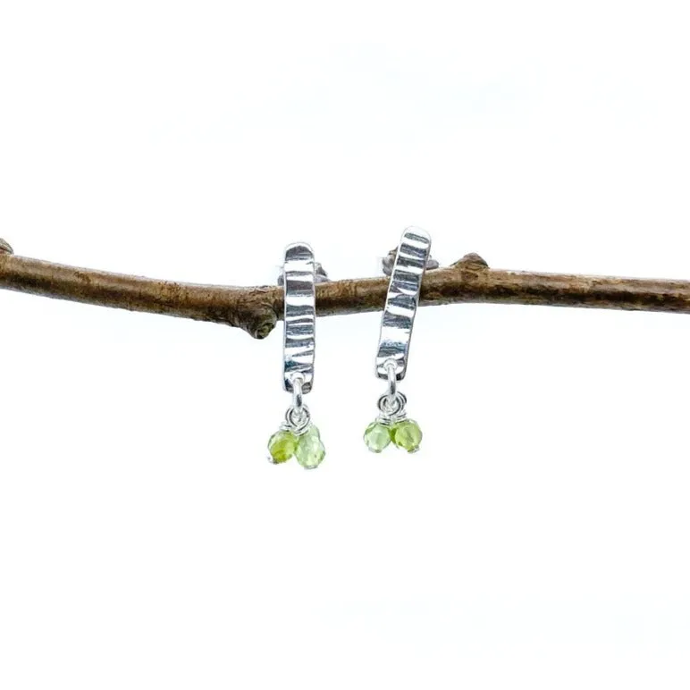 Hammered Silver Birch Bark Berry Stud Earrings