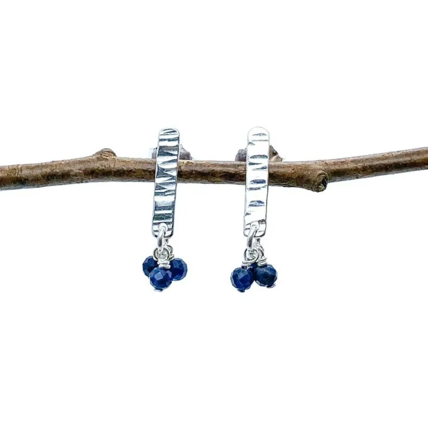 Hammered Silver Birch Bark Berry Stud Earrings