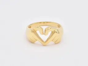 Hand Heart Ring - Gold Heart Ring, Hand Gesture Ring