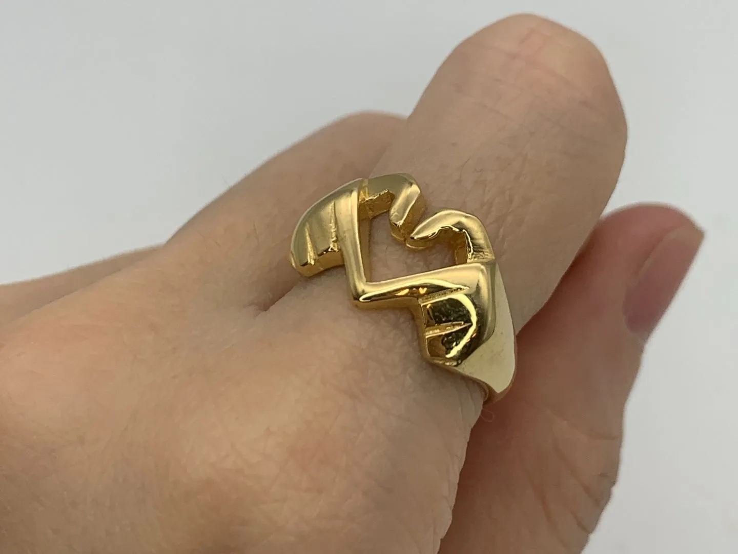 Hand Heart Ring - Gold Heart Ring, Hand Gesture Ring