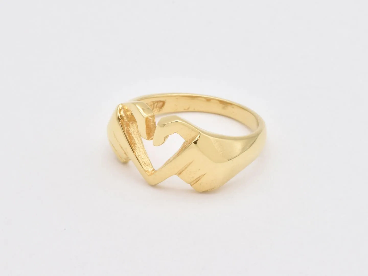 Hand Heart Ring - Gold Heart Ring, Hand Gesture Ring