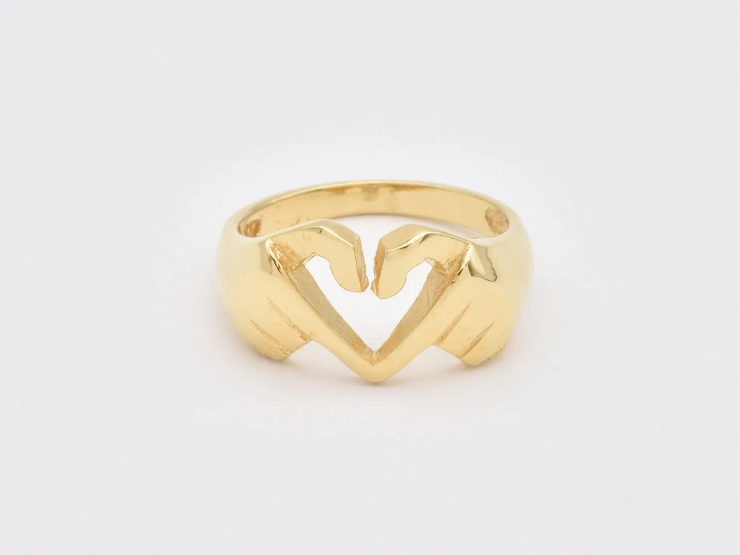 Hand Heart Ring - Gold Heart Ring, Hand Gesture Ring