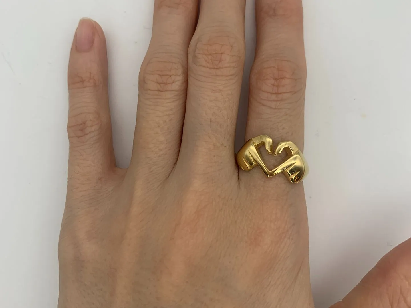 Hand Heart Ring - Gold Heart Ring, Hand Gesture Ring