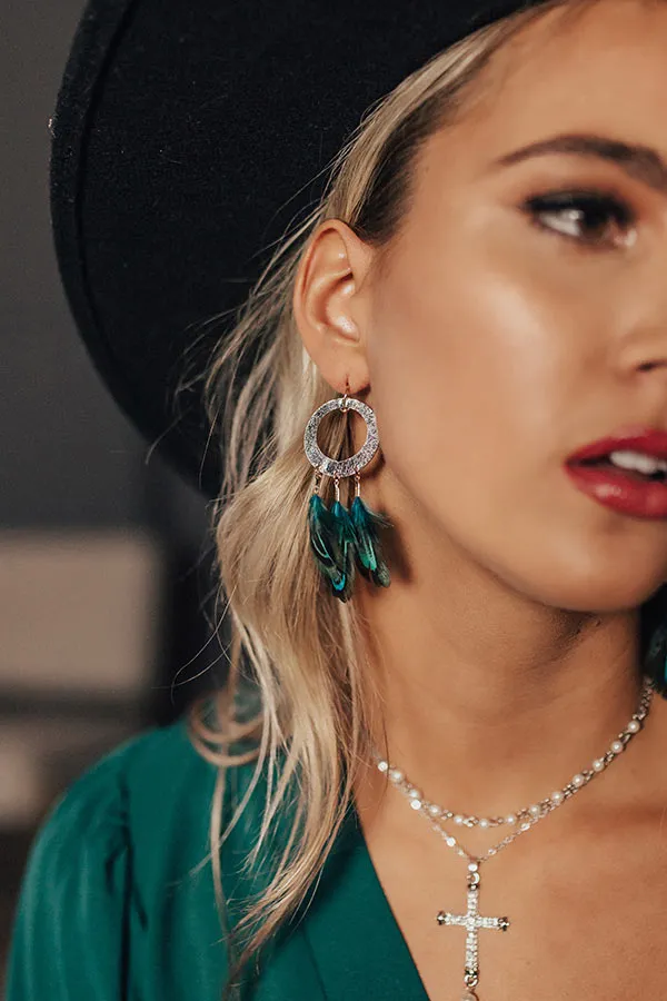 In The Mix Feather Earrings In Jade