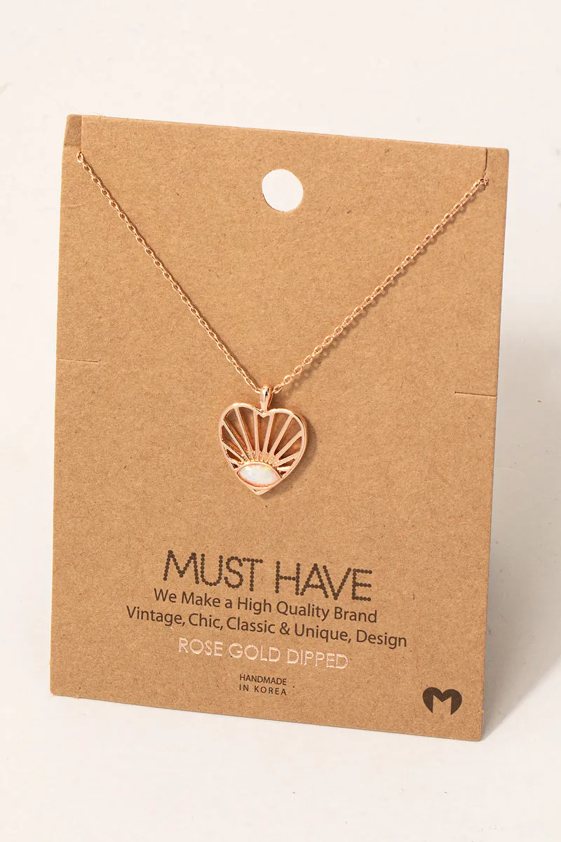 Intricate Heart with Oval Opal Necklace (Assorted)