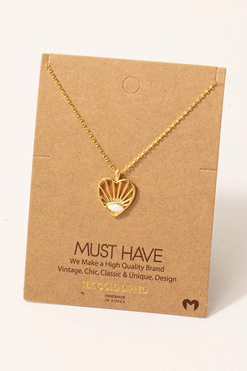 Intricate Heart with Oval Opal Necklace (Assorted)