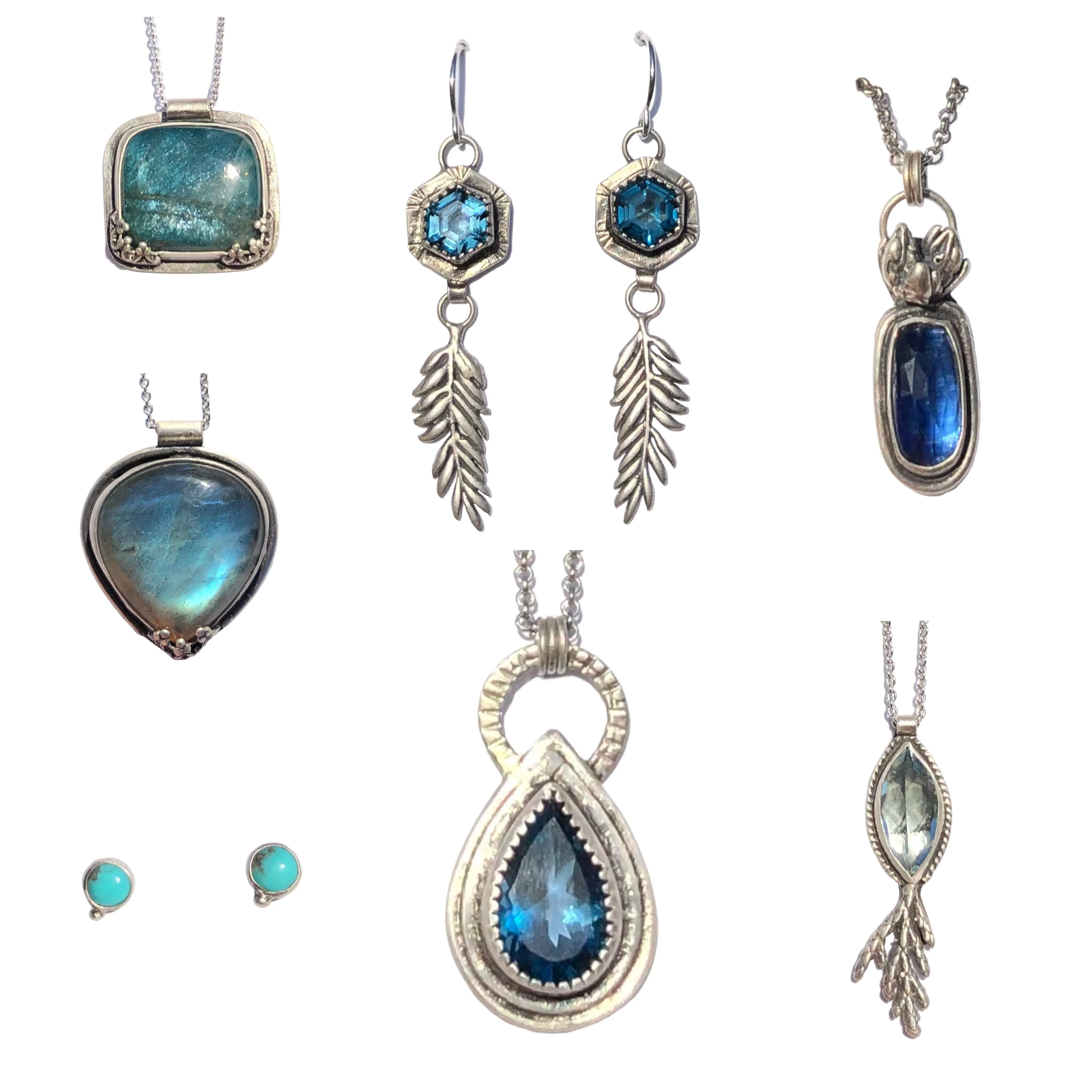 London Blue Topaz Hexagon Fern Earrings
