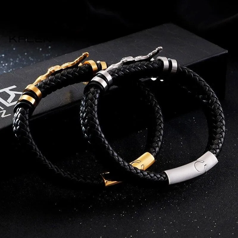 Men's Cross Bracelet <br> Leather Crucifix