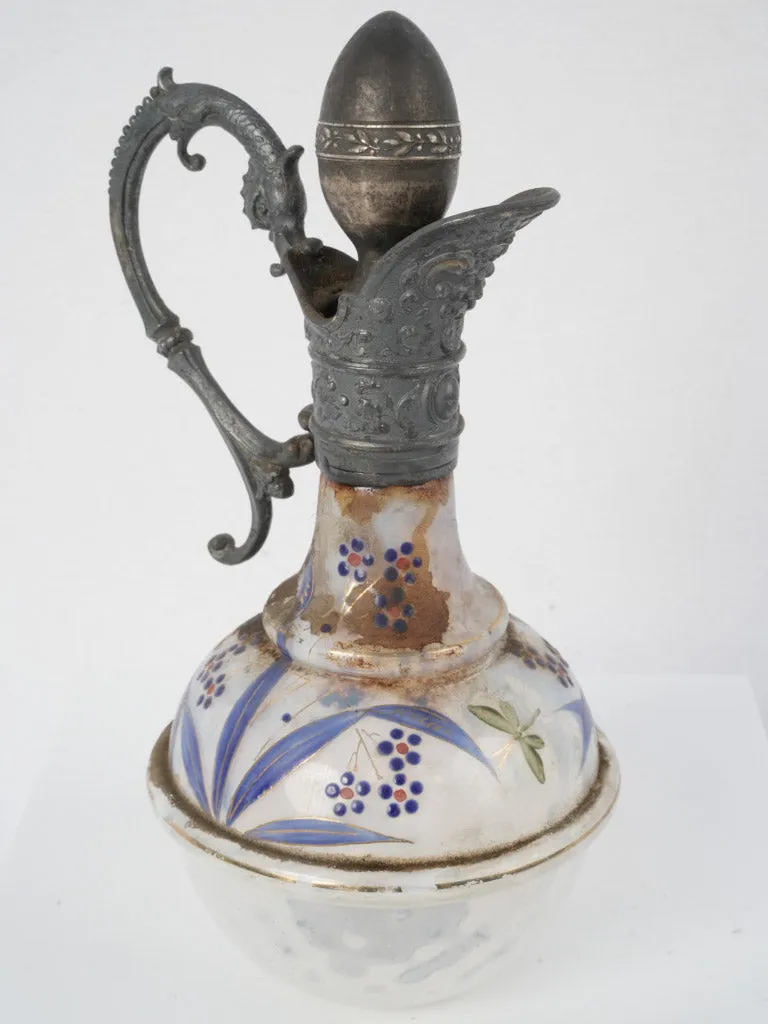 Napoleon III Liqueur service w/ painted blue glasses