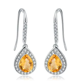 Natural Colourful Treasure Soleste Halo Pear Drop Silver Drop Earrings for Women