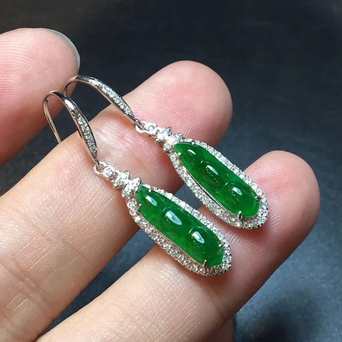 Natural Jade Earrings Jadeite Earrings NEG44