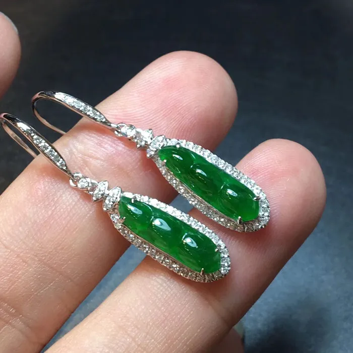 Natural Jade Earrings Jadeite Earrings NEG44