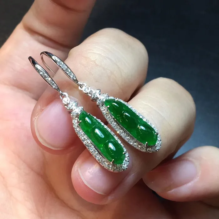 Natural Jade Earrings Jadeite Earrings NEG44