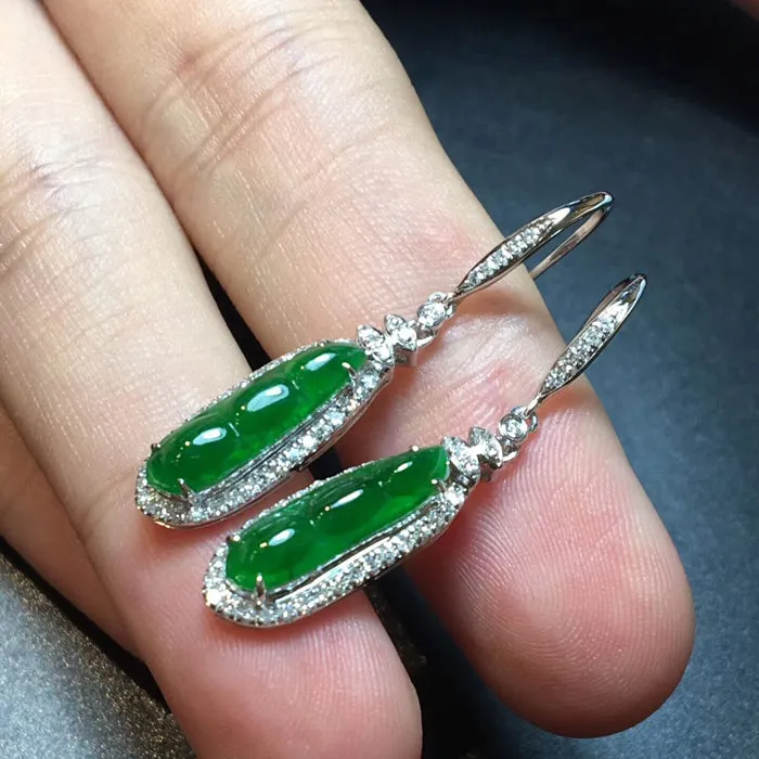 Natural Jade Earrings Jadeite Earrings NEG44