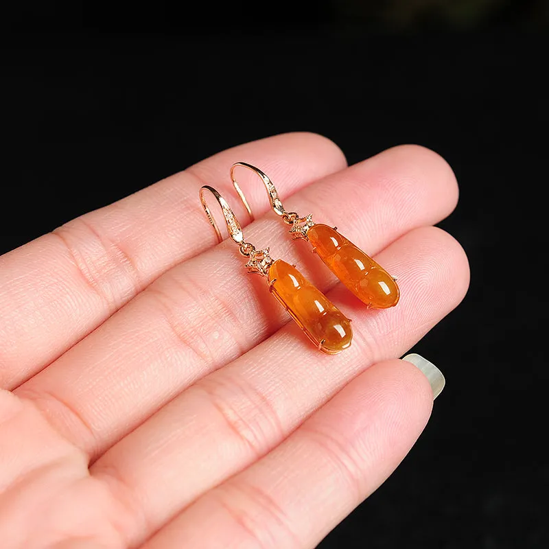 Natural Jade Earrings Jadeite Gold Earrings EG36