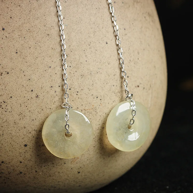 Natural Jade Earrings Jadeite Silver Earrings EG71