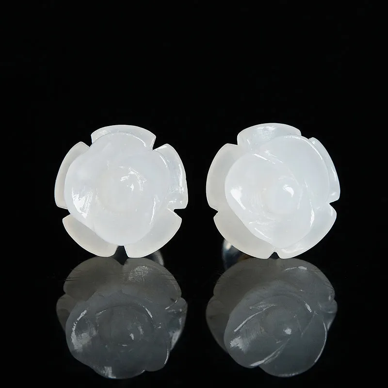 Natural Jade Earrings Nephrite Gold Earrings WE16