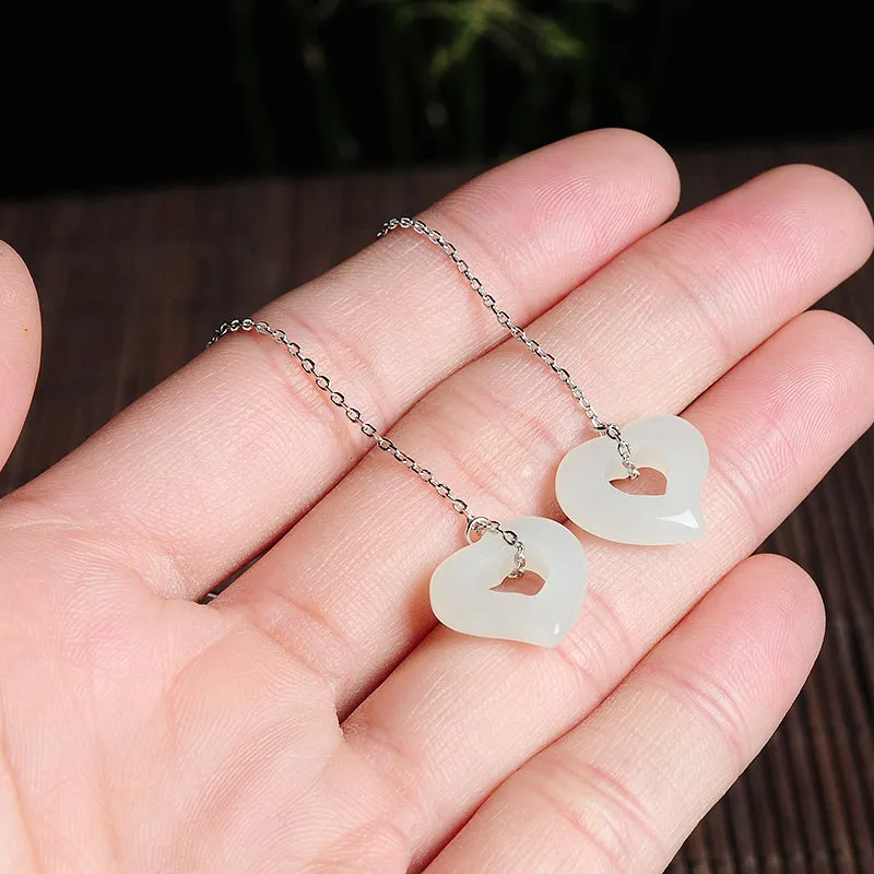 Natural Jade Earrings Nephrite Silver Earrings EG102