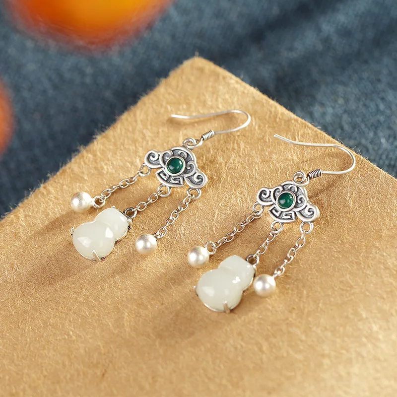 Natural Jade Earrings Nephrite Silver Earrings ZNE137