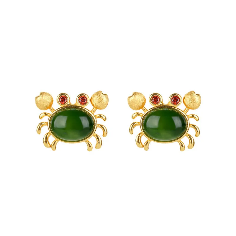 Natural Jade Earrings Nephrite Silver Earrings ZNE257