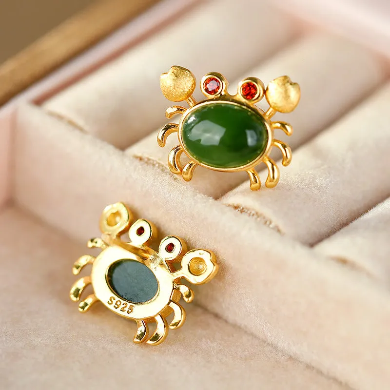 Natural Jade Earrings Nephrite Silver Earrings ZNE257