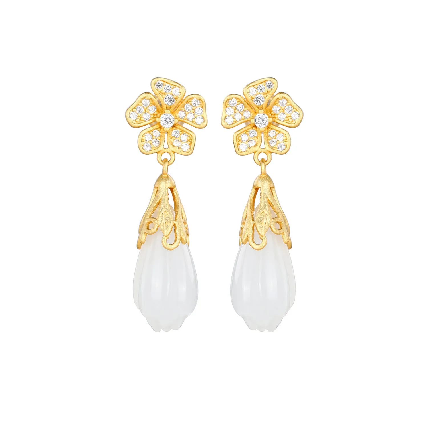 Natural Jade Earrings Nephrite Silver Earrings ZNE390