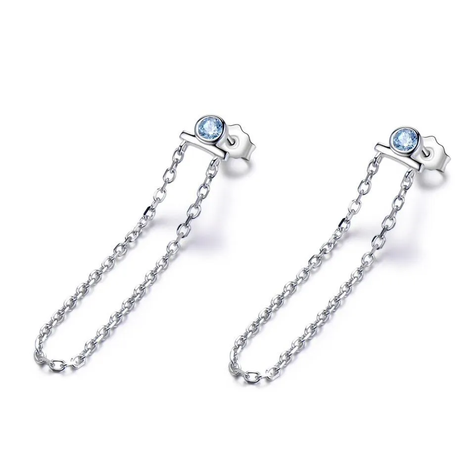 Natural sky blue topaz drop earrings for women