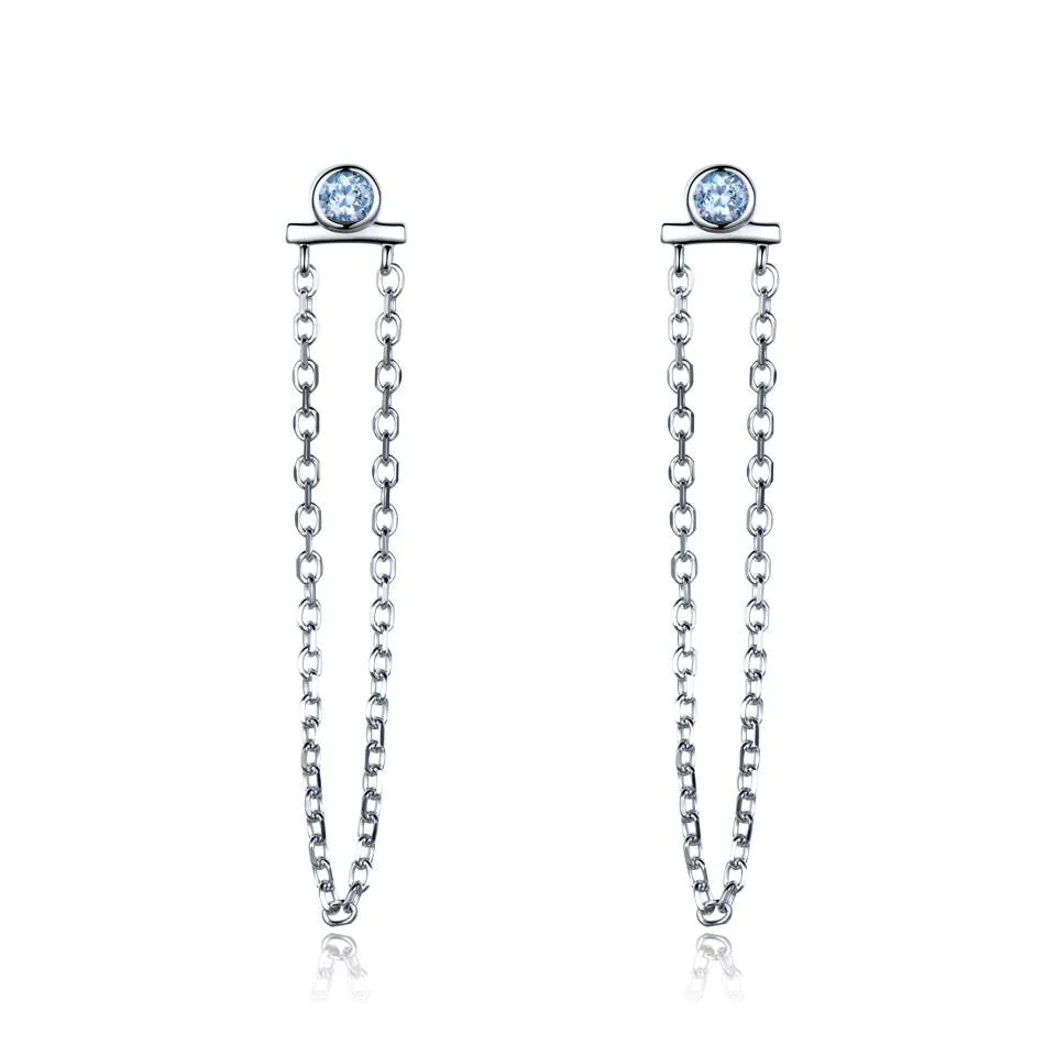 Natural sky blue topaz drop earrings for women
