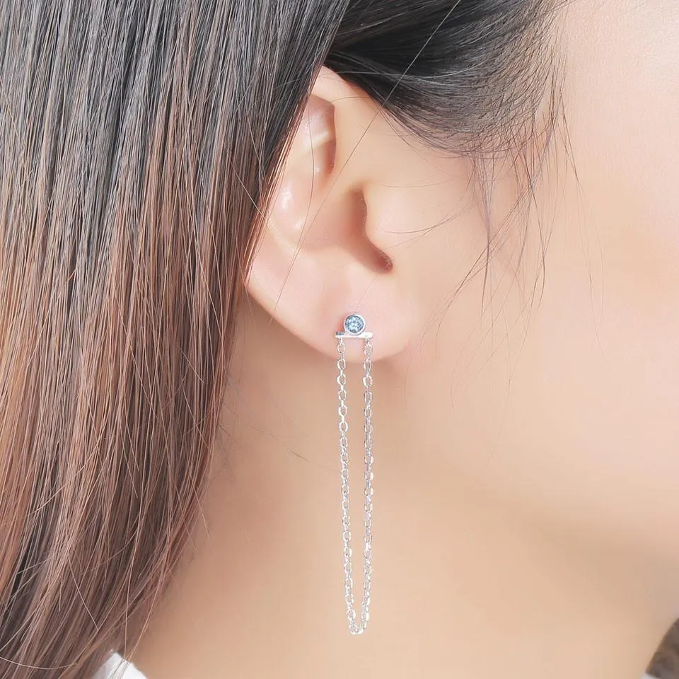 Natural sky blue topaz drop earrings for women
