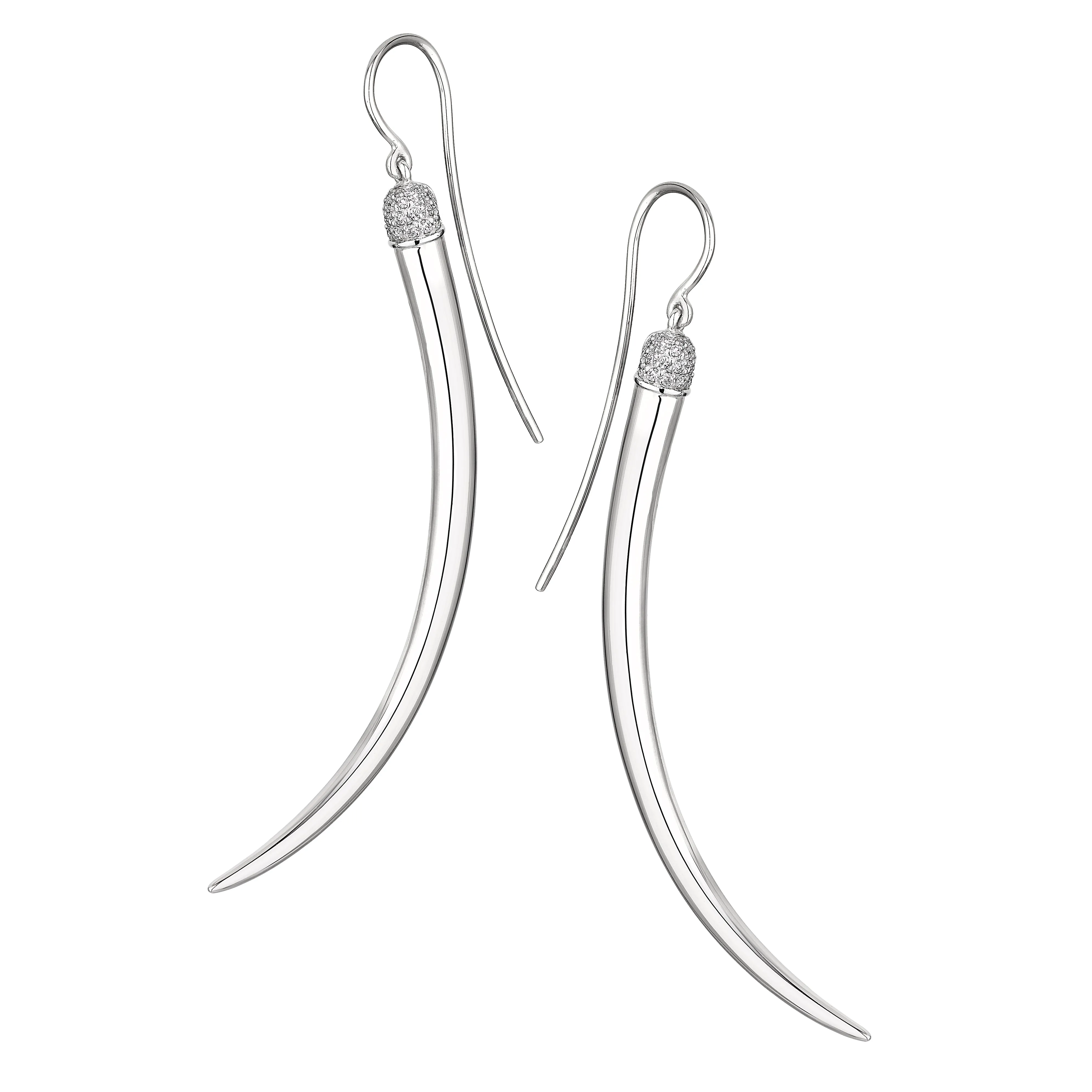 No.1 Large Earrings - Silver & Diamond Pavé