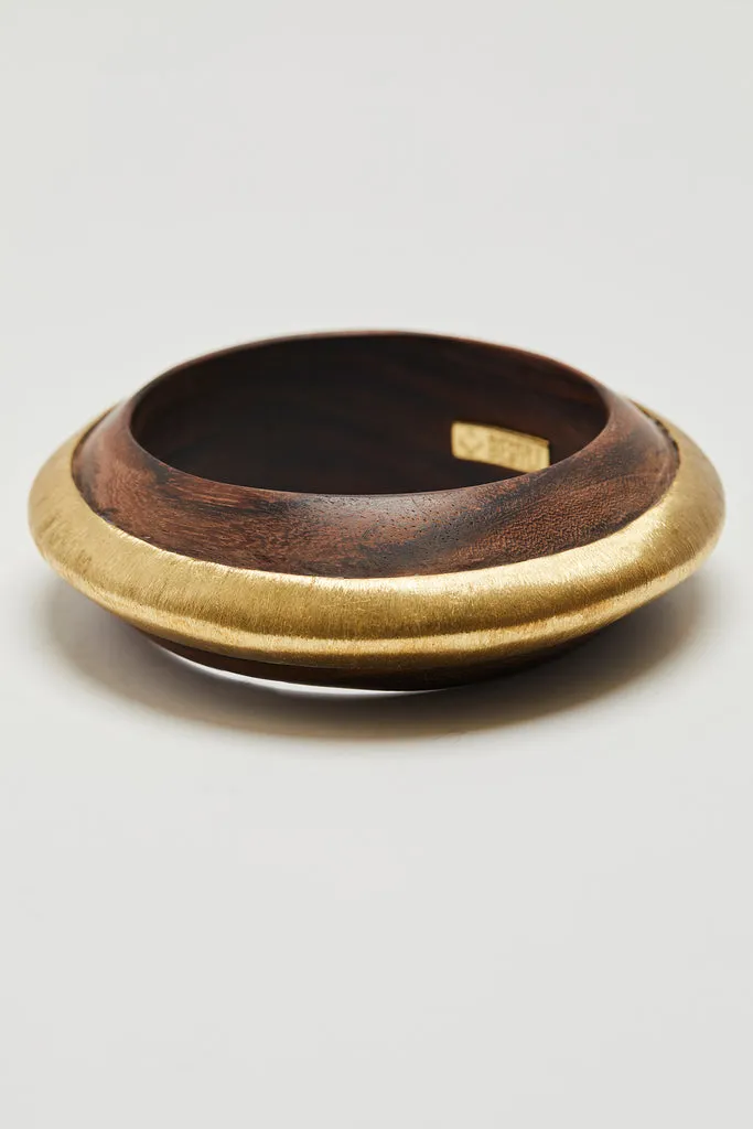 OLUCHI WOOD BANGLE WITH BRUSHED BRASS