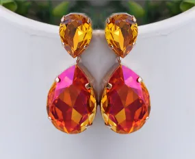 ORANGE CHANDELIER EARRINGS